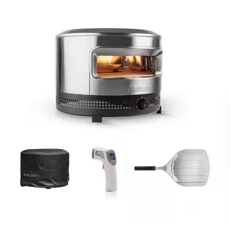 Solo Stove Pi Prime Propane Pizza Oven Silver/Black w/ Cover Peel IR Thermometer