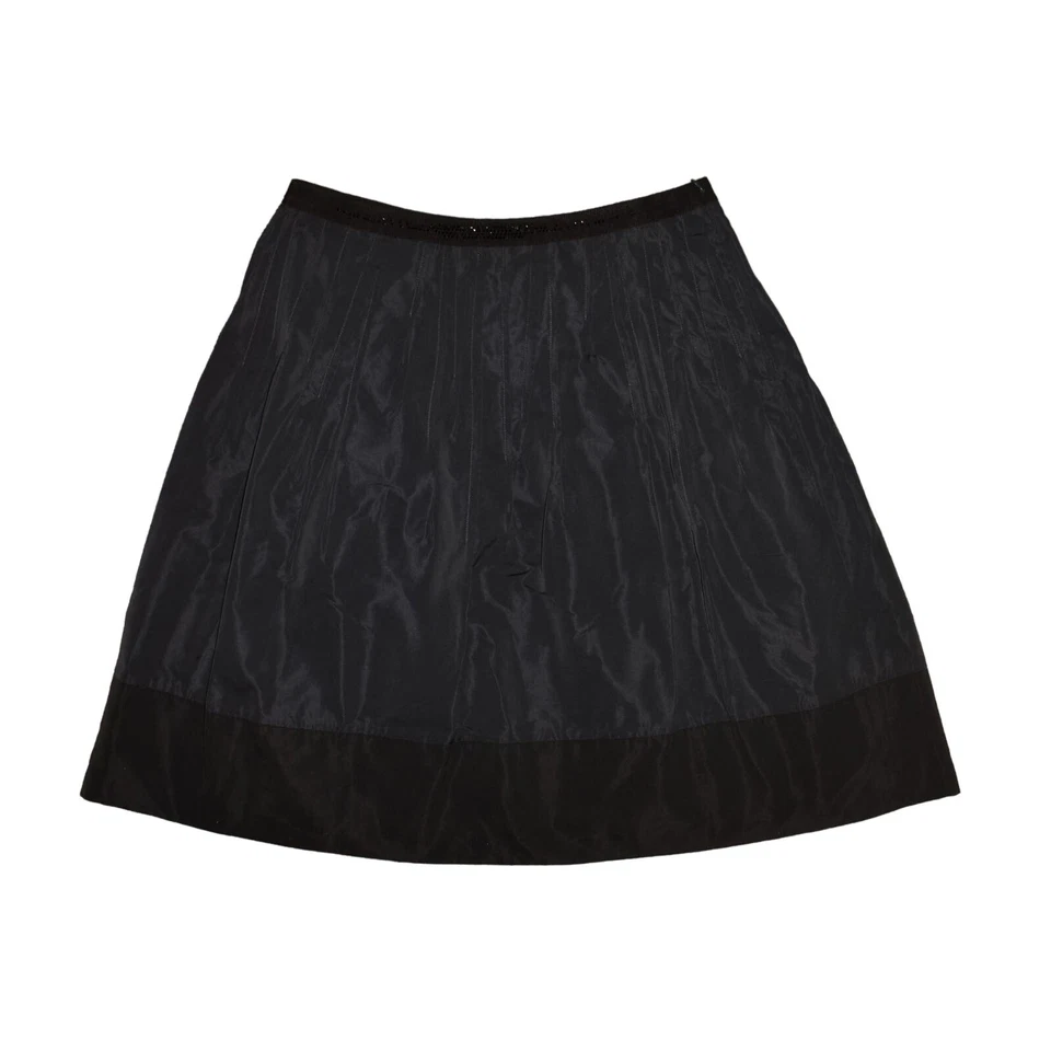 Falda LIDA BADAY NUEVA $650 Mezcla Seda Estrás Pintuck Línea A Medianoche Talla 12 Foto 2 de 4