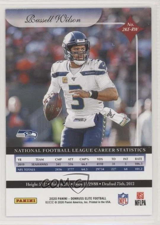 2020 Panini Donruss Elite 2000 Elite Veterans Russell Wilson #2KE-RW - Image 2 of 2