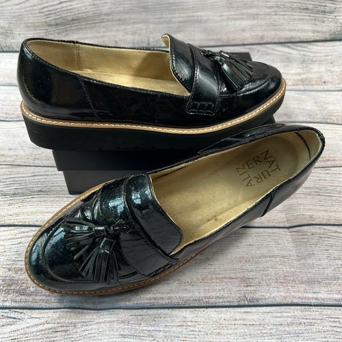 Naturalizer August Women Black Patent Leather Tassel Loafers Sz 8M Shoes Flats - Picture 8 of 11