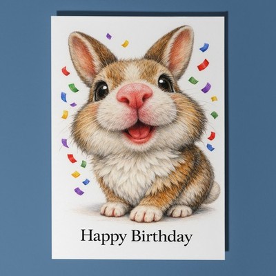 Animal Hugs Hase: Irgendein Hase feiert! Happy Birthday Karte personalisiert
