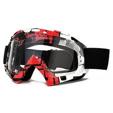 Motorcycle Goggles for Men Women Motocross Goggles Black red-transparent Lens