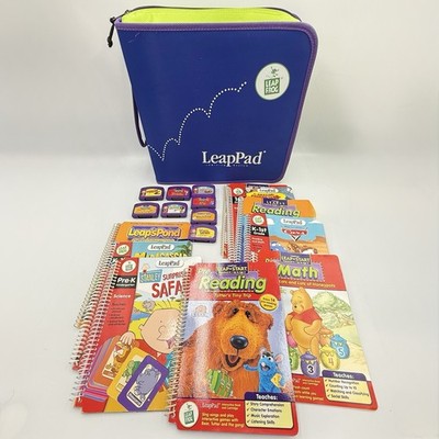 Vintage LeapFrog LeapPad Case Only w/ 9 Books & 8 Cartridges Tested - NO System