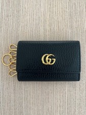 GUCCI Black Leather 6-Ring Key Case GG Gold-Logo Excellent Condition Used Japan