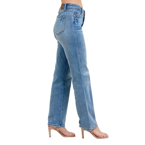 Judy Blue Mid Rise Tummy Control Vintage Wash Straight Leg Jeans dla kobiet - Zdjęcie 3 z 6