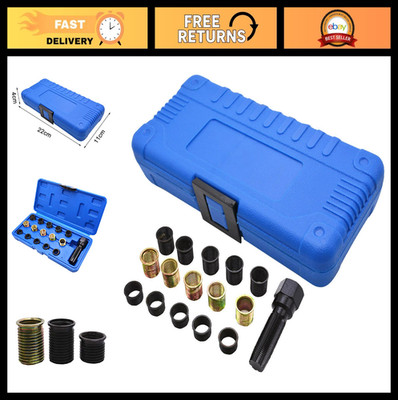 M14 x 1.25 Spark Plug Thread Repair Kit, 16pcs Stainless Steel Rethreading Set,