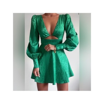 Seven Wonders Green Rosalia Mini Long Sleeve Satin Mini Dress Size Small | eBay Seven Wonders Green Rosalia Mini Long Sleeve Satin Mini Dress Size Small | eBay