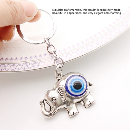 Blue Eyes Keychain Elephant Turkish Style Alloy Colored Glaze Pendant Gift - Picture 7 of 22