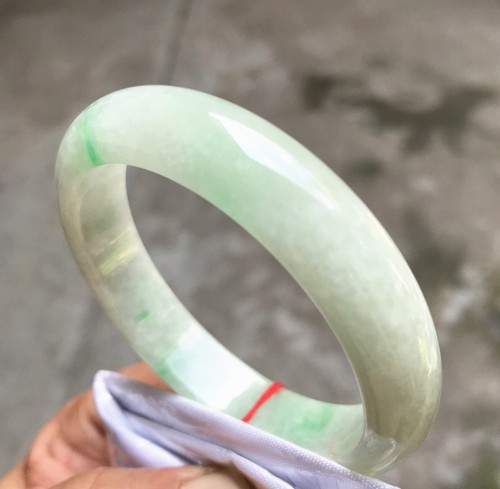 55.4mm Natural Icy Green Jadeite Jade Bracelet Burmese Jade Bracelet Bangle - Picture 10 of 17