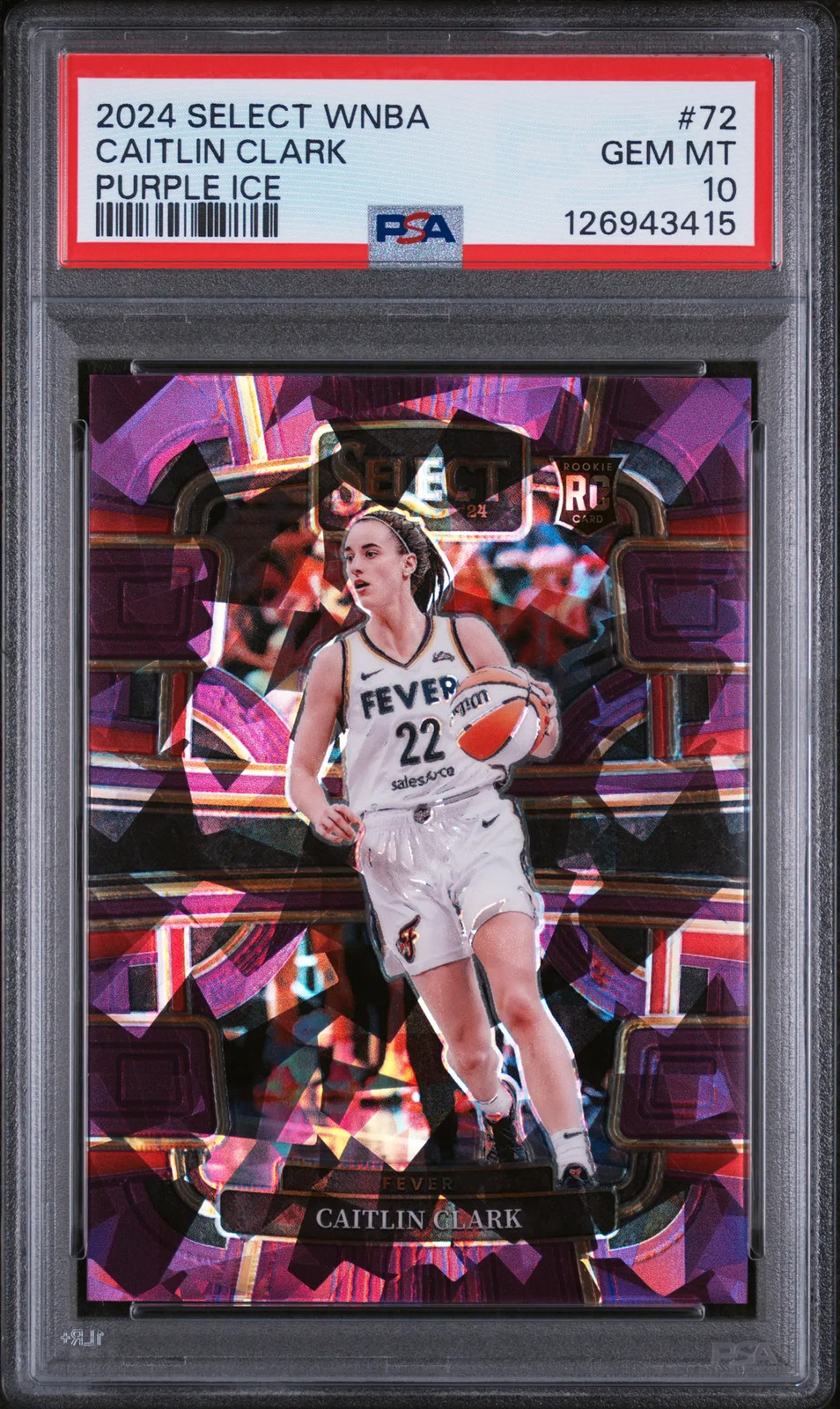 2024 Panini Select WNBA Caitlin Clark Purple Ice Rookie 005/149 #72 PSA 10 GEM