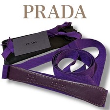 Prada Good Product Made in Italy Grosgrain Ribbon Belt Purple with Bag Rare