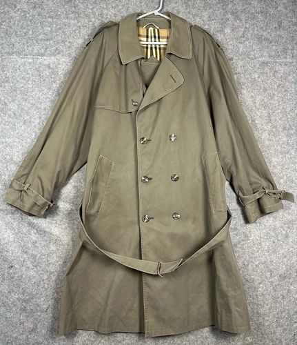 Trench coat Burberry vintage uomo taglia 54 Porsum Nova foderato a quadri verde oliva