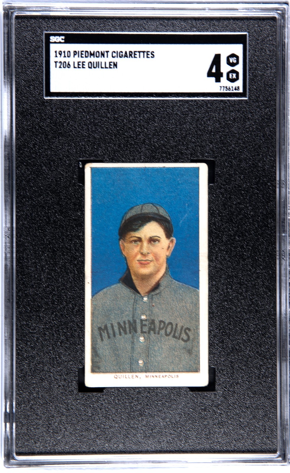 1910 T206 Lee Quillen 350 Piedmont Minneapolis SGC 4 VG EX  NO CREASES Centered