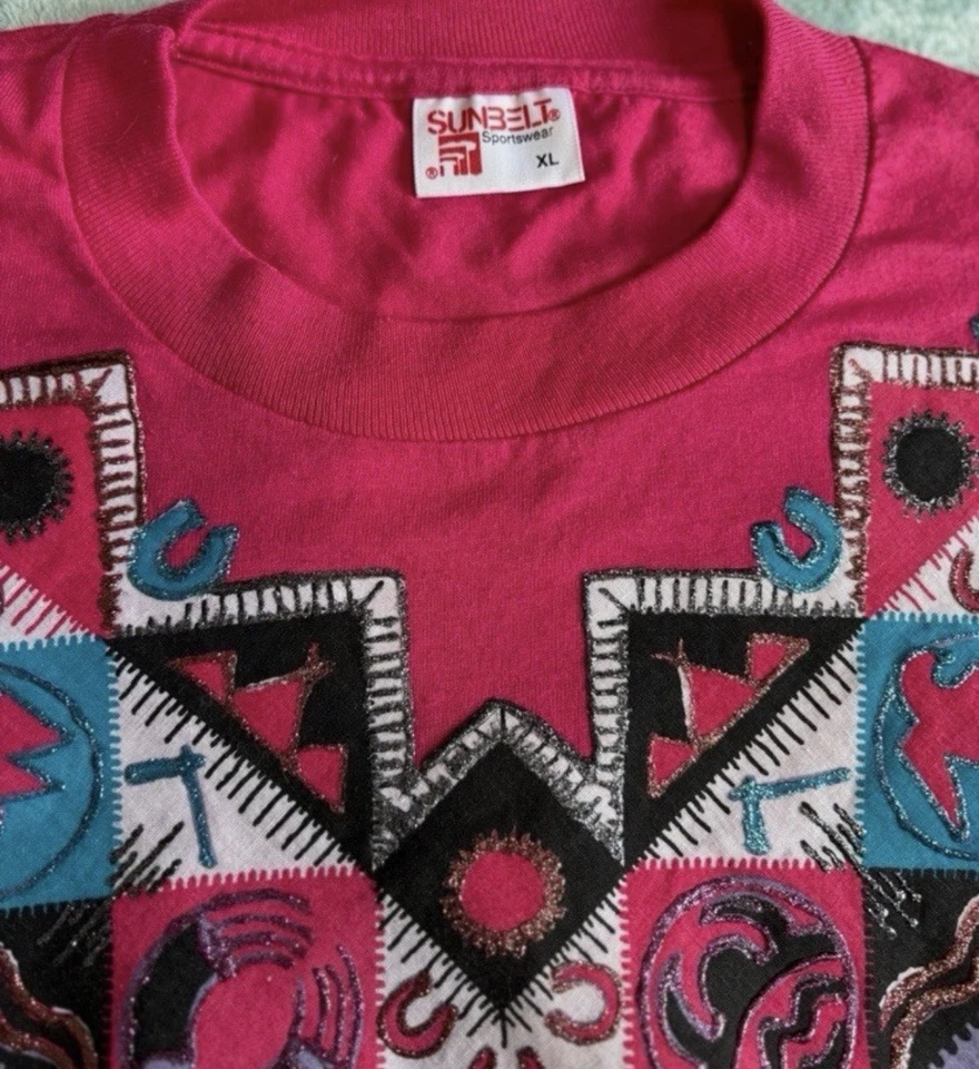 复古 Sunbelt 美洲原住民西部 T 恤 XL 漆布西南上衣 — 第 4/4 张图片