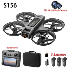 S156 Drone 12cm Screen WIFI FPV 4K HD Dual Camera 360° Roll Quadcopter 3 Battery