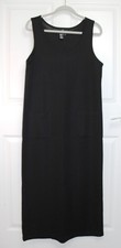 VTG Carole Little Black Wool Blend Sleeveless Sweater Dress Full Length Size LG