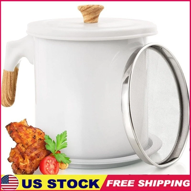 Large Cooking Oil Can W/ Removable Fine Mesh Strainer Kitchen Grease Container