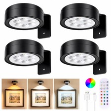 4-Pack Picture Lights for Wall, Rechargeable Wireless Poster Lights with 3 CC...