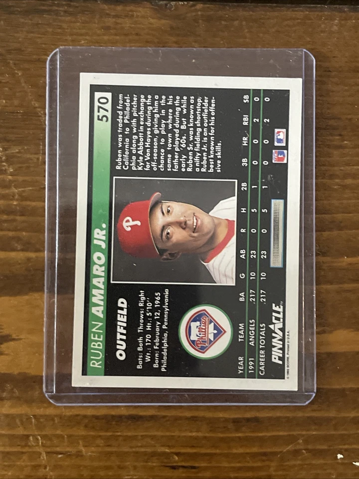 1992 Pinnacle - #570 Ruben Amaro Jr. - Image 2 of 2