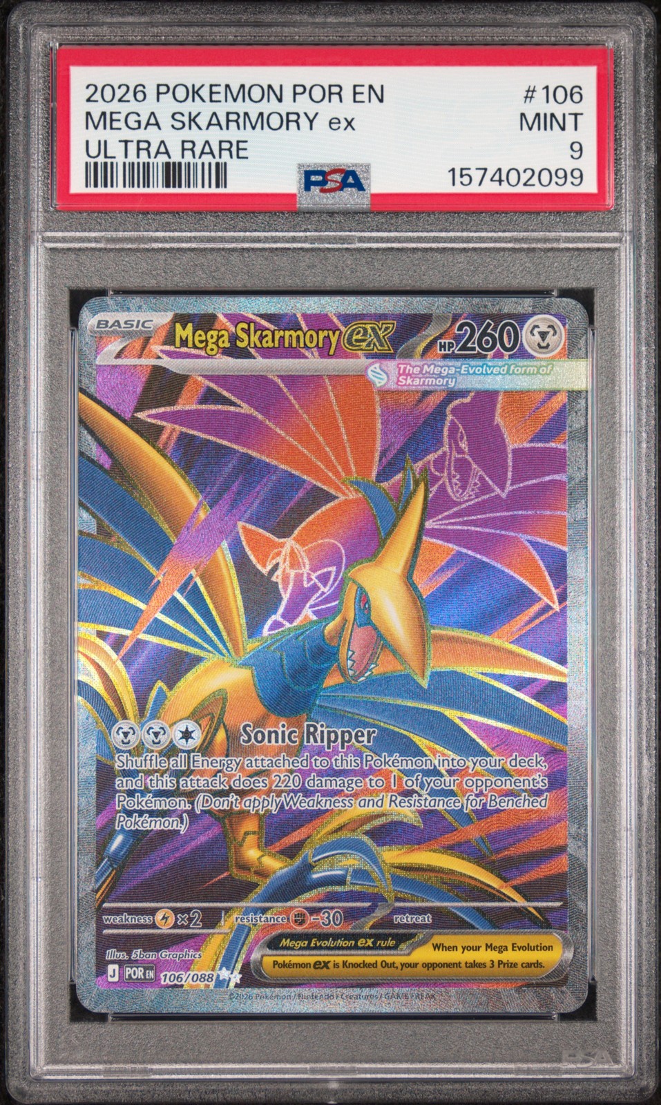 2026 POKEMON POR EN-PERFECT ORDER ULTRA RARE #106 MEGA SKARMORY EX PSA 9