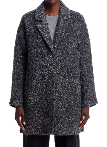 $698 Eileen Fisher Notched Collar Coat Jacket Alpaca Boucle ASH GRAY Sz 2X ~NWT - Picture 3 of 7