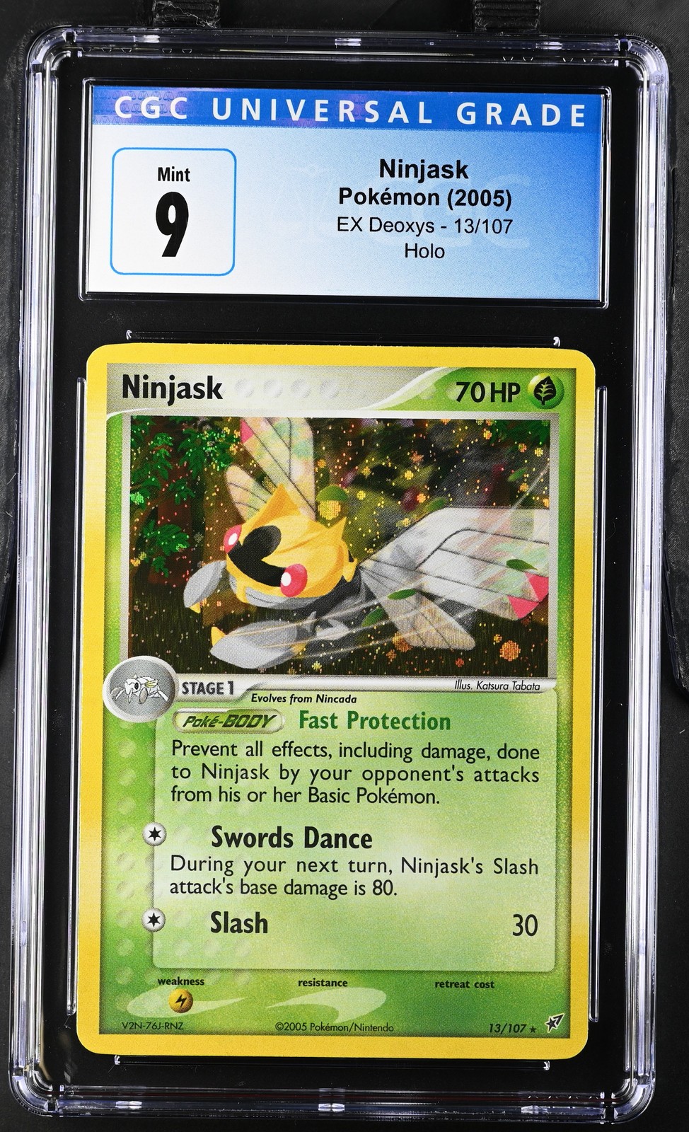 CGC 9 Ninjask 13/107 2005 EX Deoxys Holo Rare Pokemon Card SWIRL