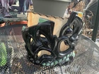 Royal haeger 1957 comedy and tragedy tv lamp in ebony decorated glaze has chip