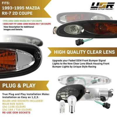 DEPO JDM Look Light Smoke Black Bumper Signal Light For 1993-1995
