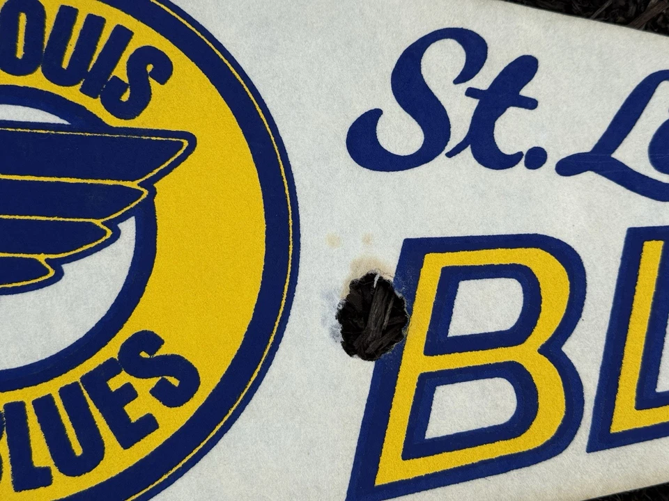 RARE Vintage NHL 1970 St Louis Blues Pennant Full Size Small Hole See Photos - Image 2 of 3