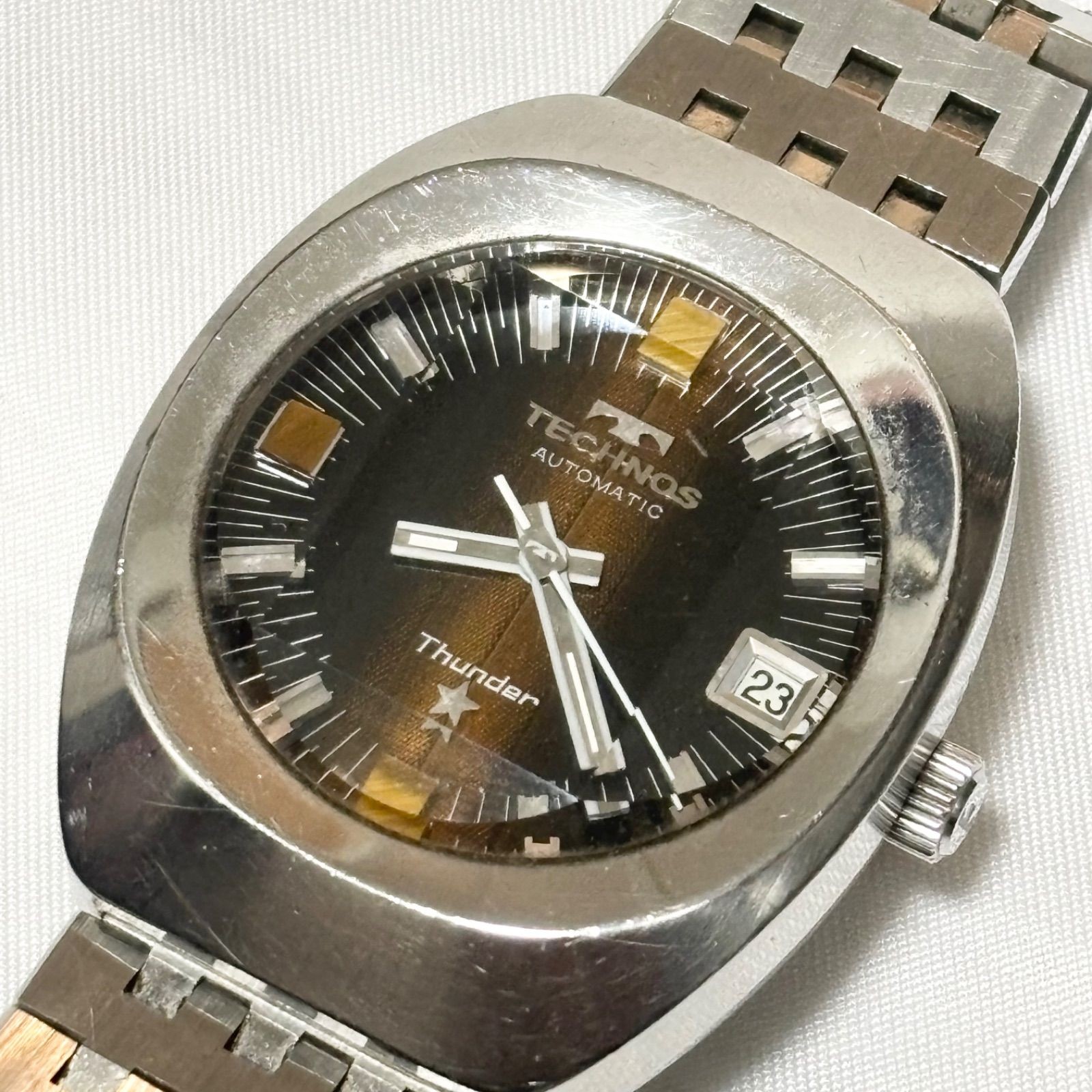 TECHNOS Thunder Automatic Watch Black Dial Silver… - image 10