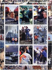 Fire Turkmenistan / Sheet of 9 / Saluting Emergency Rescue Workers