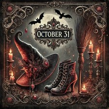 Halloween Witch Hat Boot Diamond Art Kit for Adults 14 x 14 Inch