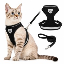 Escape-Proof Pet Cat Harness Leash Set, Adjustable Reflective Mesh Vest