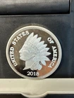 1 oz 2018 Indian Head Cent Design .999 Fine Silver Bullion Round & Capsule