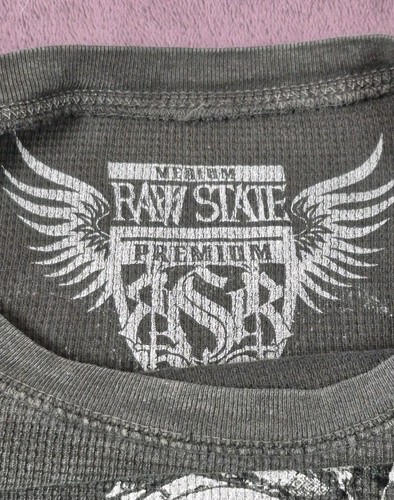 Raw State Mens M Thermal Waffle Knit Grunge Cross Redemption Houses Of The Holy - Picture 2 of 5
