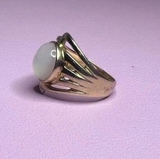 Vtg 925 Sterling Silver Mother Of Pearl Ring 6 Chunky Signed V gold Vermeil C8