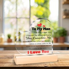 2D 1PC Heart Acrylic Plaque 4 4' Couple Appreciation Gifts To My Man Love Gifts