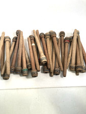 Wood Bobbins Wood Quills Vintage Factory Reclaimed Industrial 7 3/8", lot of 30