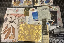 RANDOM 25+ PCS VINTAGE FLORAL SCRAPBOOK JUNK JOURNAL KIT / LOT  BOOK TRAIN POST