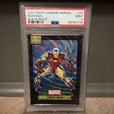 2024 Topps Chrome Marvel IRON MAN 9/10 Black Wave (PSA 9)