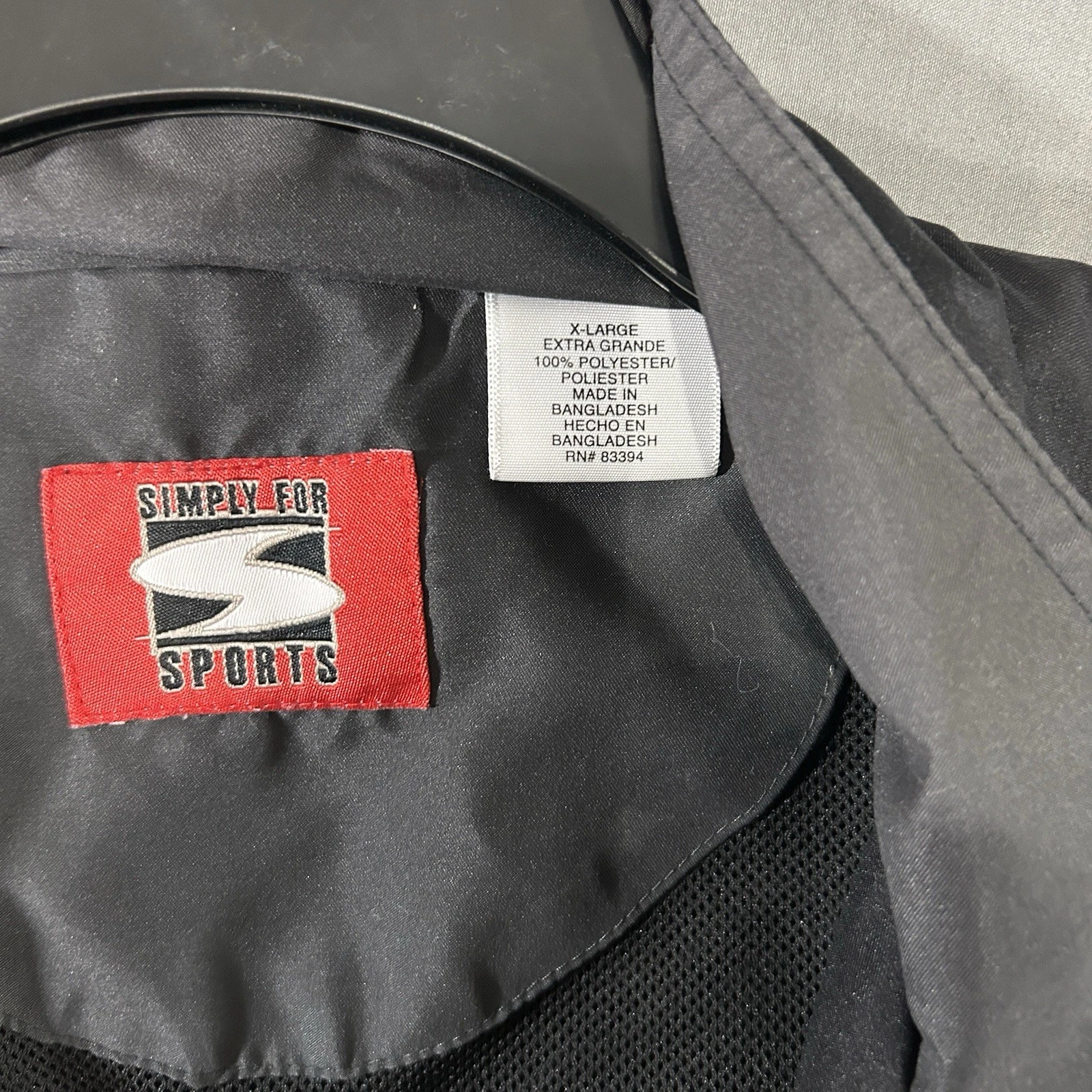 Simply For Sports Men's Windbreaker XL Black/Gray Colorblock Full Zip Mesh Line - product detail image 5