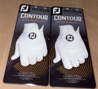 2 FootJoy Contour FLX Men’s XL Golf Glove Left Hand Pearl White X Large