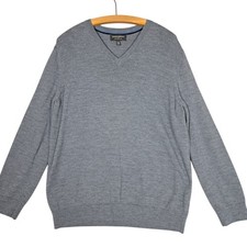 Banana Republic Mens Merino Wool Sweater Sz XXL Grey V Neck Long Sleeve Classic