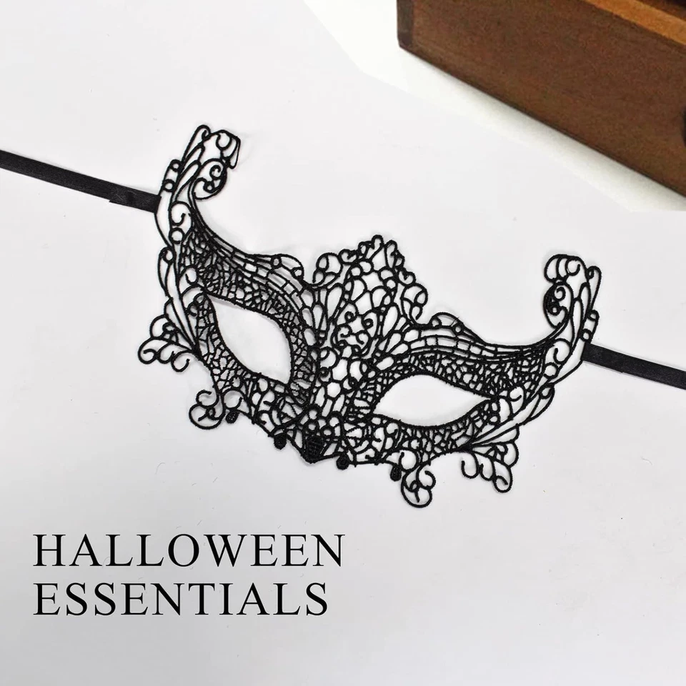 Spitze Maske Damen Lace Augenmaske Schwarz Fasching Maskerade Halloween Karneval - Bild 3 von 4