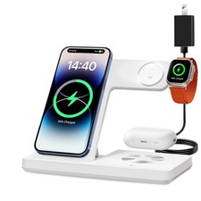3 in 1 Charging Station for Multi Devices, Wireless Charger iPhone white