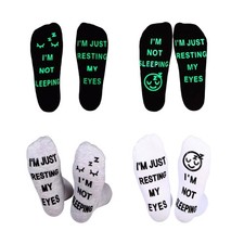 Not Sleep Just Resting Eyes Funny Socks with Glowing Men Women Birthday Gifts