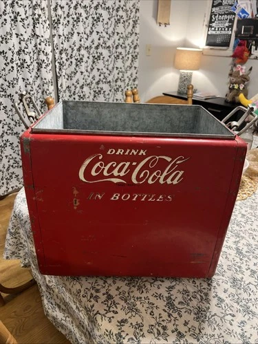 Vintage COCA-COLA Red Metal Cooler 1950s Cavalier  18" Good Condition No Lid