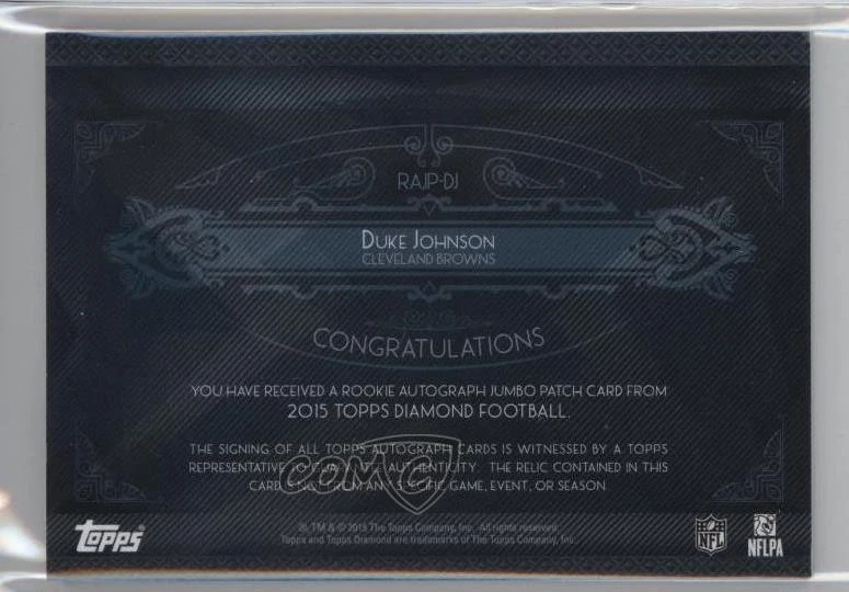 2015 Topps Diamond Rookie Blue Ink /50 Duke Johnson RPA Jumbo Patch Auto RC - Image 2 of 2