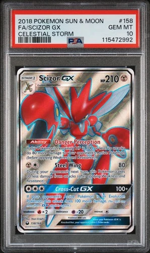 2018 POKEMON SUN & MOON CELESTIAL STORM #158 FULL ART/SCIZOR GX PSA 10