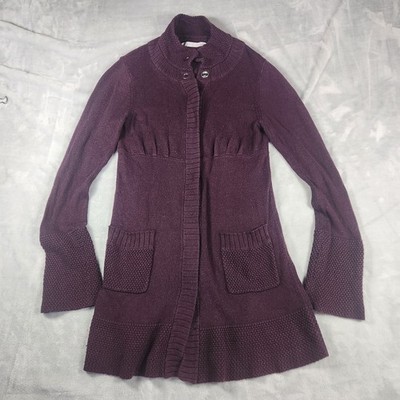 Athleta Purple Snap Up Cardigan Duster S Cottagecore Athleisure Cozy Chic